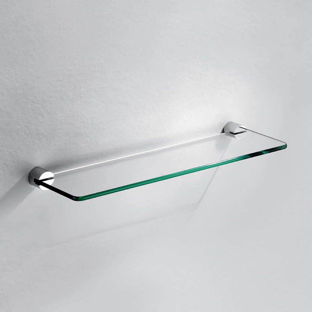 481413CH Exquisite chrome single layer glass shelf