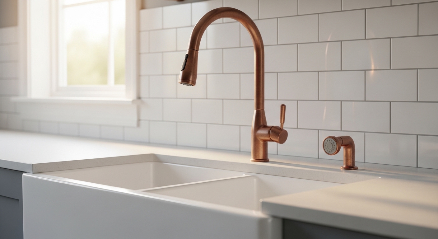 Does a White Kitchen Sink With Copper Faucet Actually Work, or Will It Look Dated? - Product - 1